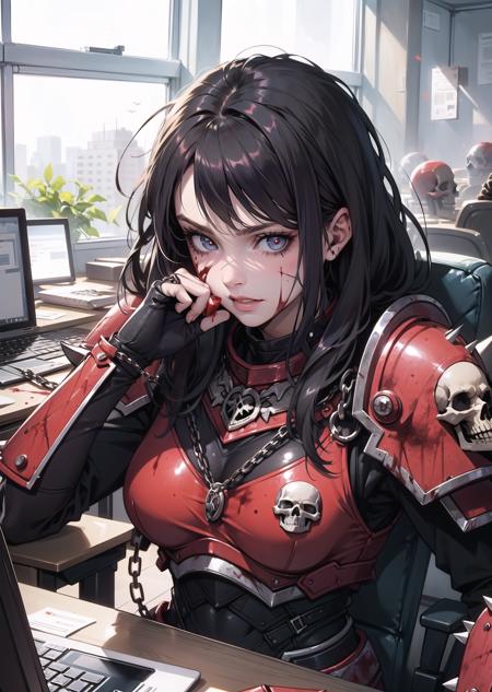 193631-3310756624-(solo, 1girl, crazy eyes, blood on face, blood on clothes) (digital) ( in detailed office,  (spiked armor, chain)) , best qualit.png